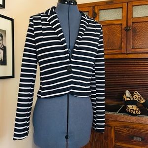 Navy and off white blazer